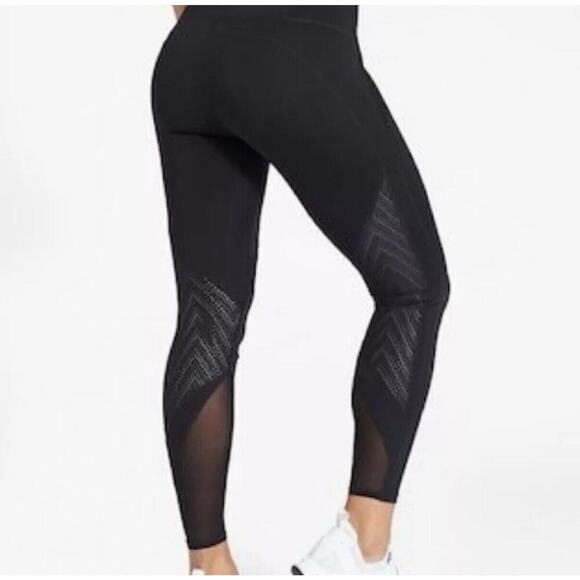 Athleta Precision 7/8 Ankle Tight Leggings with Mesh Details Size Medium Black - Picture 1 of 13